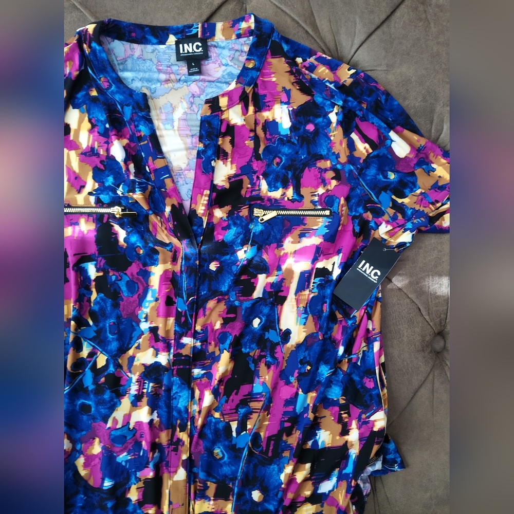 INC International Concepts Women's Floral Top - Blue and Pink - Picture 11 of 11